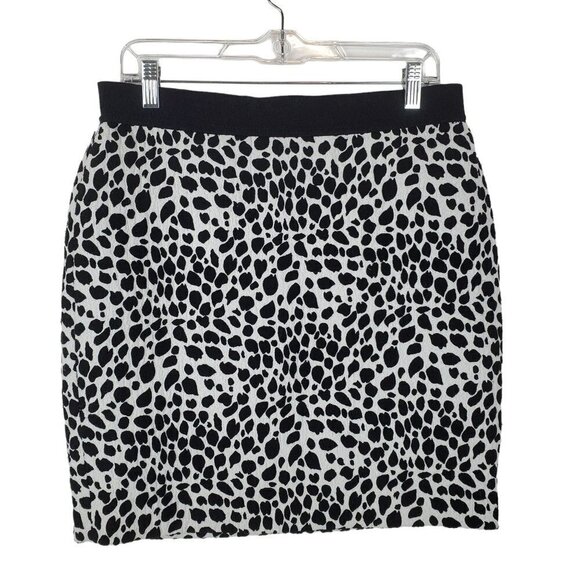 Ann Taylor Pencil Skirt Womens 10 White Black Abstract Leopard Lined Back Zip - Picture 2 of 10